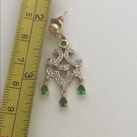 14k, Rare Tsavorite Green Garnet Chandelier Earrings.